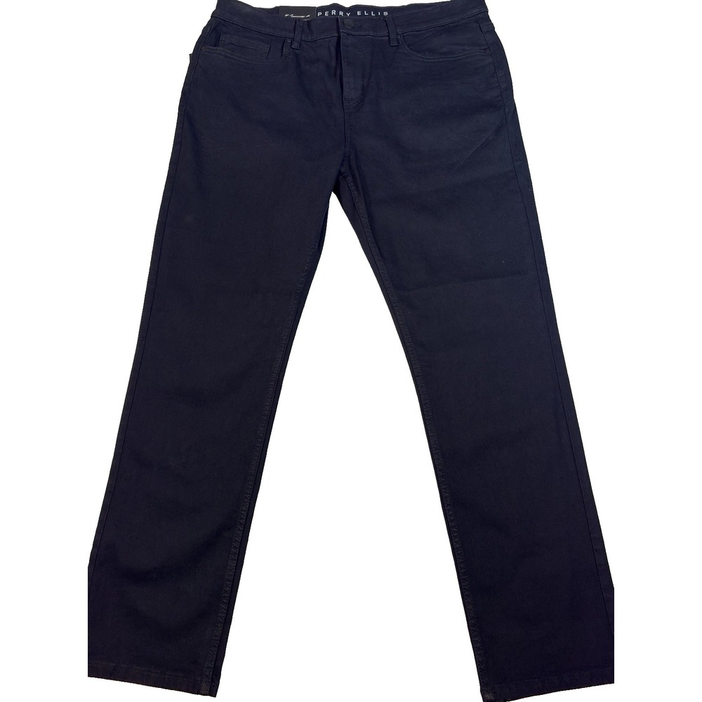 Perry Ellis Slim Fit Black Wash Leg Stretch Jeans 34 X 30 Tapered -NWT!